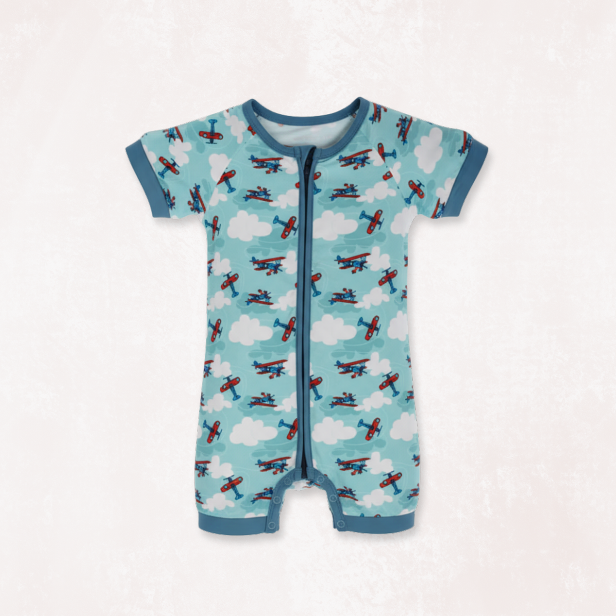 Jet Set Go Half Sleeves Zipper Romper
