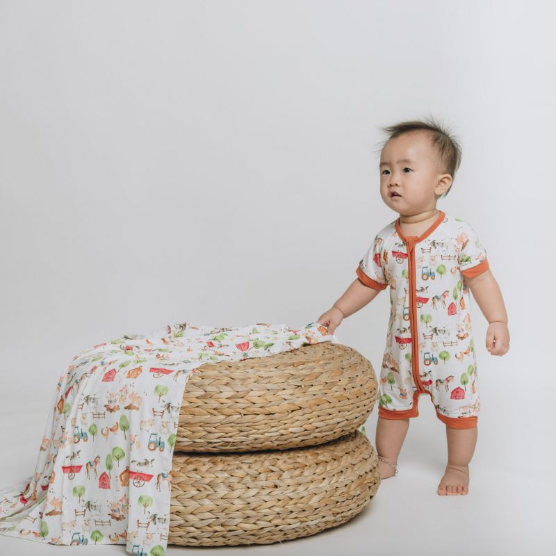 Farm Buddies Half Sleeves Zipper Romper