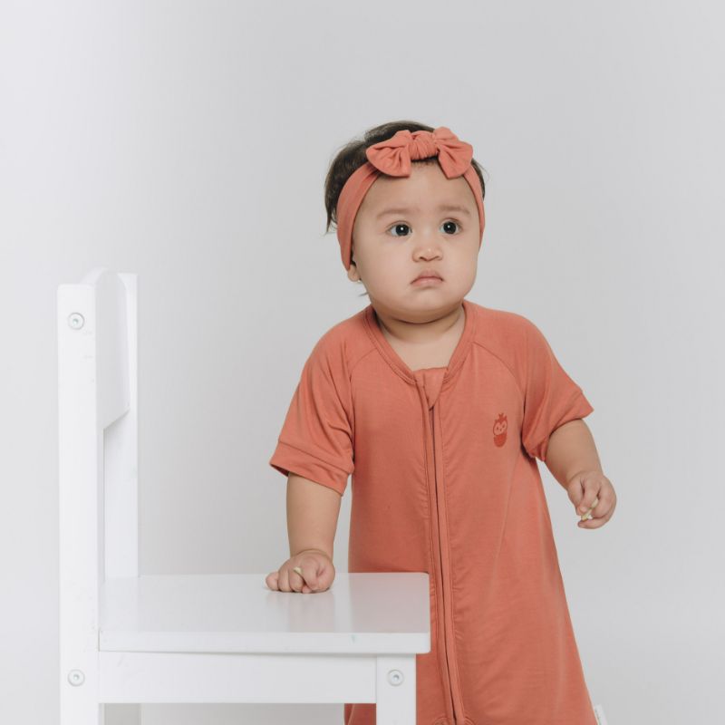 Copper Kiss Half Sleeves Zipper Romper