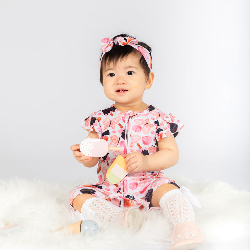 Butterchoc & Signature Pink & Cocolove Half Sleeves Zipper Rompers combo