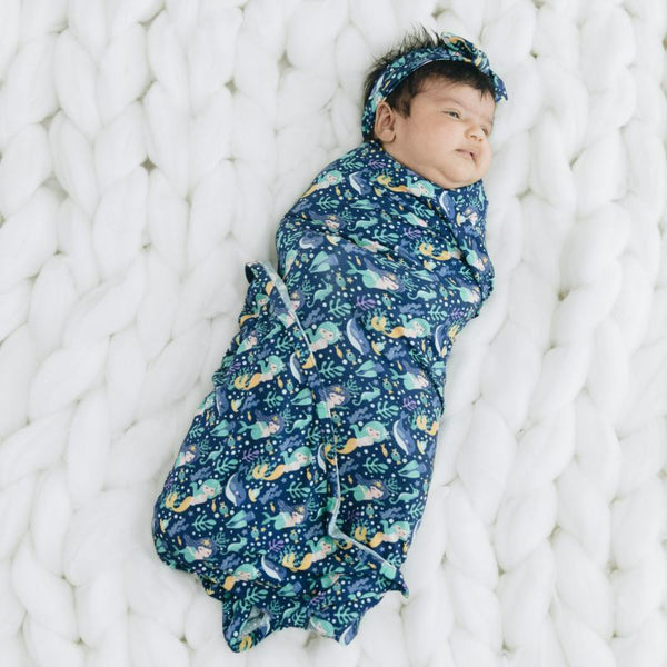 Mermaid Dreams Swaddle Blanket and Headband Set