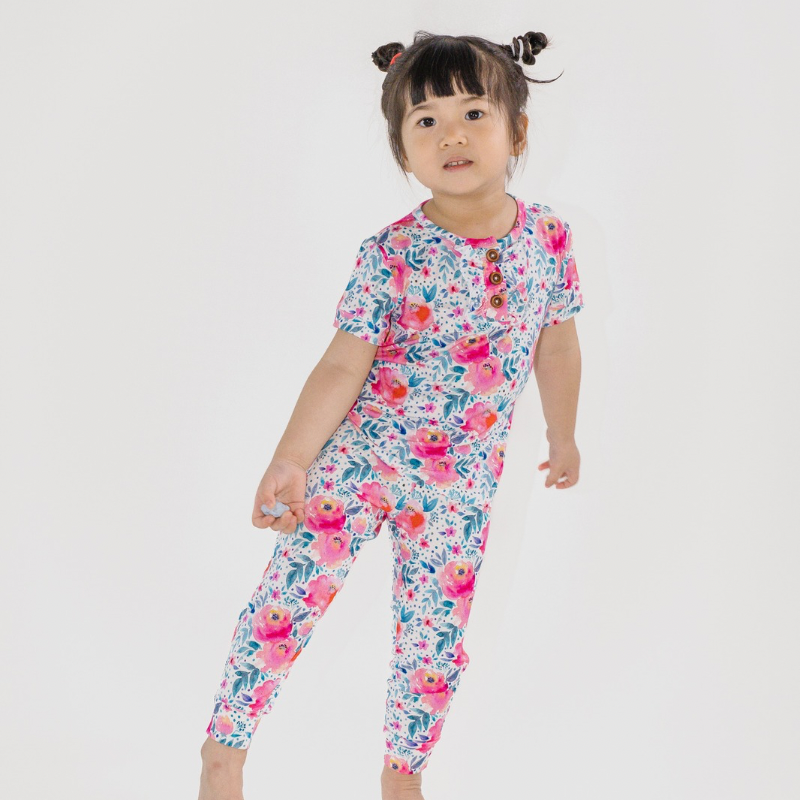 Pink Rose with Buttons & Frills PJ Set