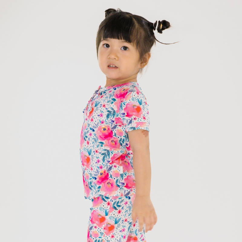 Pink Rose with Buttons & Frills PJ Set
