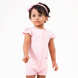 Butterchoc & Signature Pink & Cocolove Half Sleeves Zipper Rompers combo