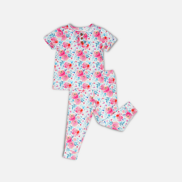 Pink Rose with Buttons & Frills PJ Set