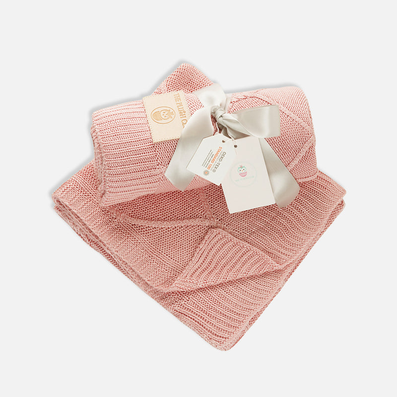 Organic Bamboo Baby Girl Blanket Duo Set - Pink