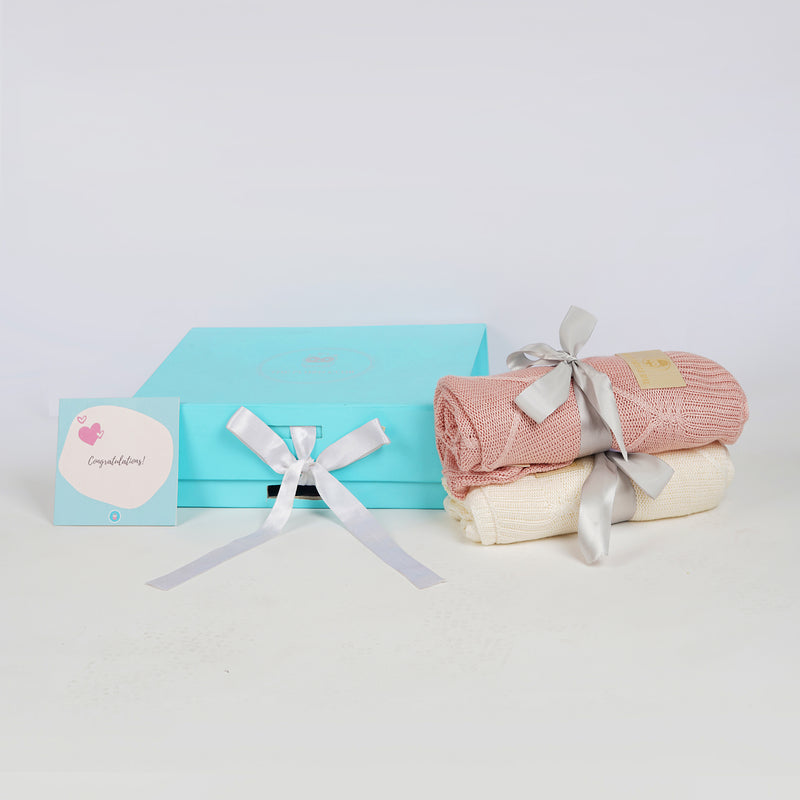 Organic Bamboo Baby Girl Blanket Duo Set - Pink
