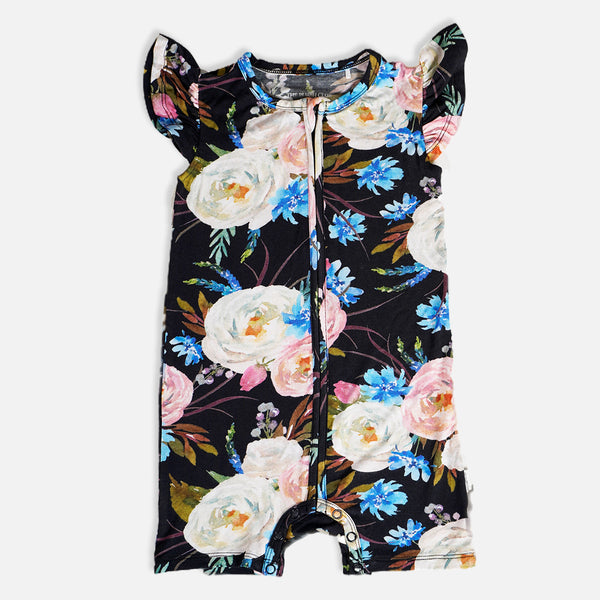 Blackrose Half Sleeves Zipper Romper