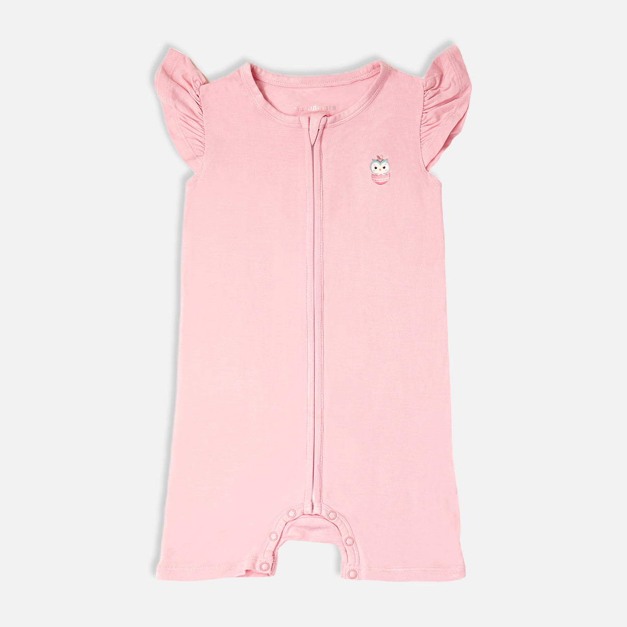 Signature Half Sleeves Zipper Romper (Baby Pink)