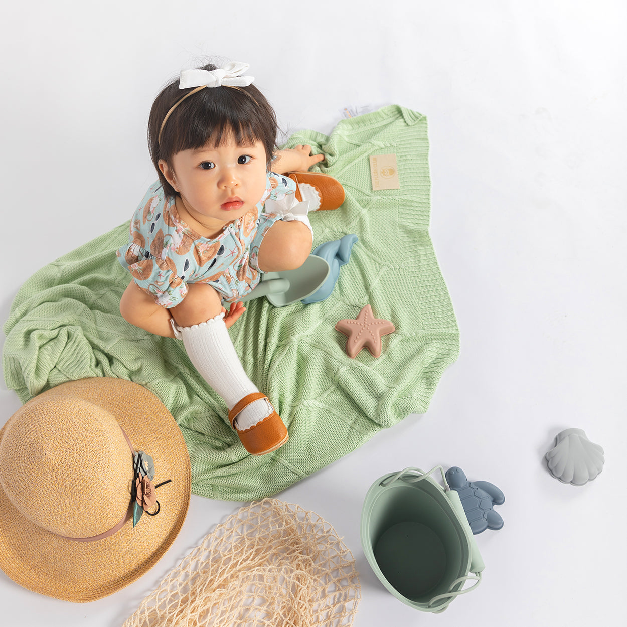 Pistachio Organic Bamboo Knit Blanket