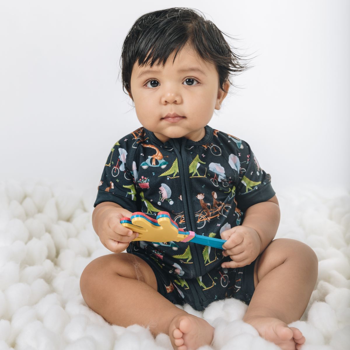 Cycle Safari Half Sleeves Zipper Romper