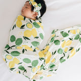 Lemon Angel Swaddle Blanket and Headband Set